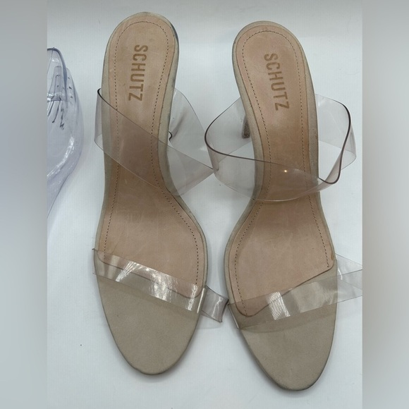 SCHUTZ Ariella Sandal |Double Clear Vinyl Straps |stiletto heel | in nude - Picture 11 of 13